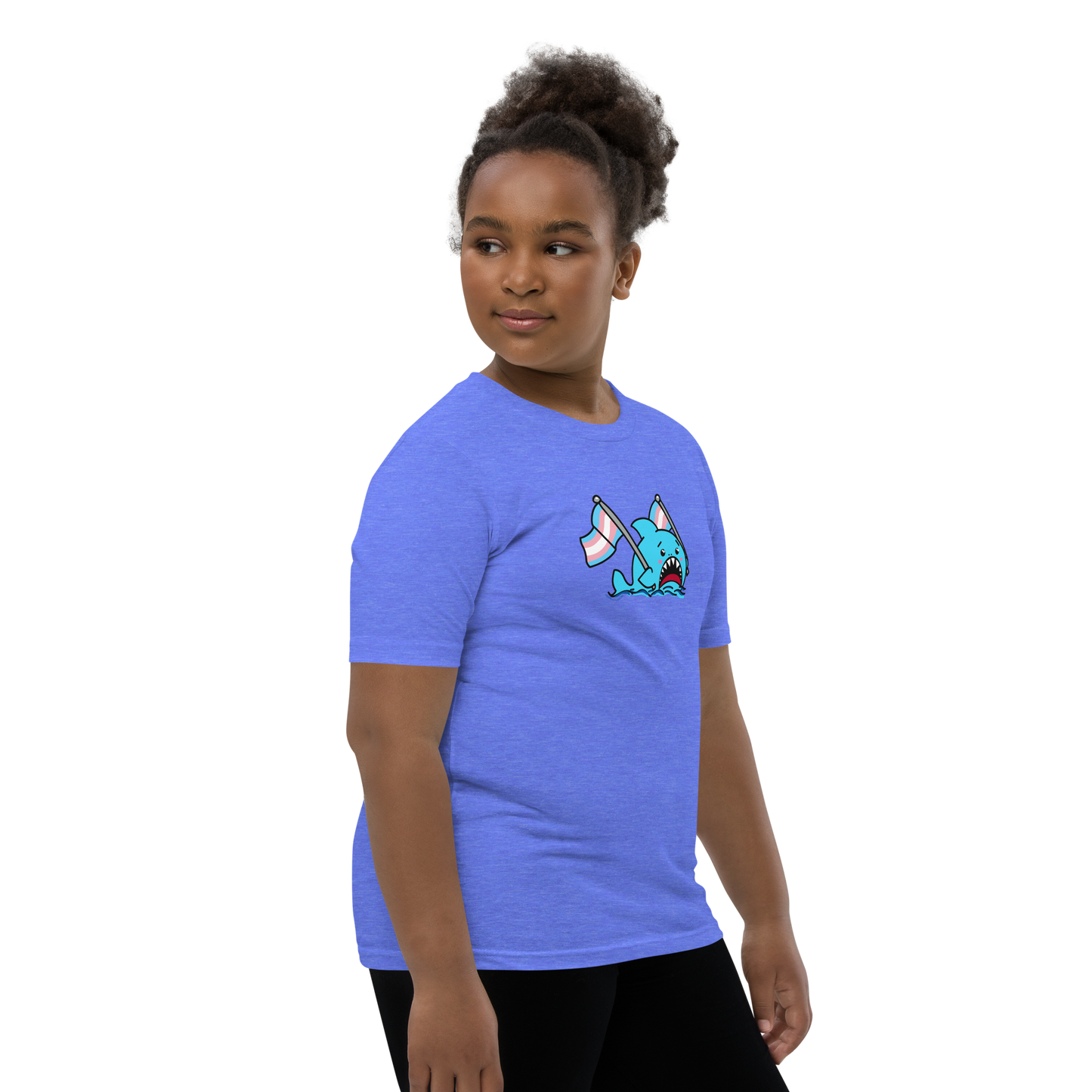 Anxious Shark Celebrates Pride! Trans Flag-Youth Short Sleeve T-Shirt