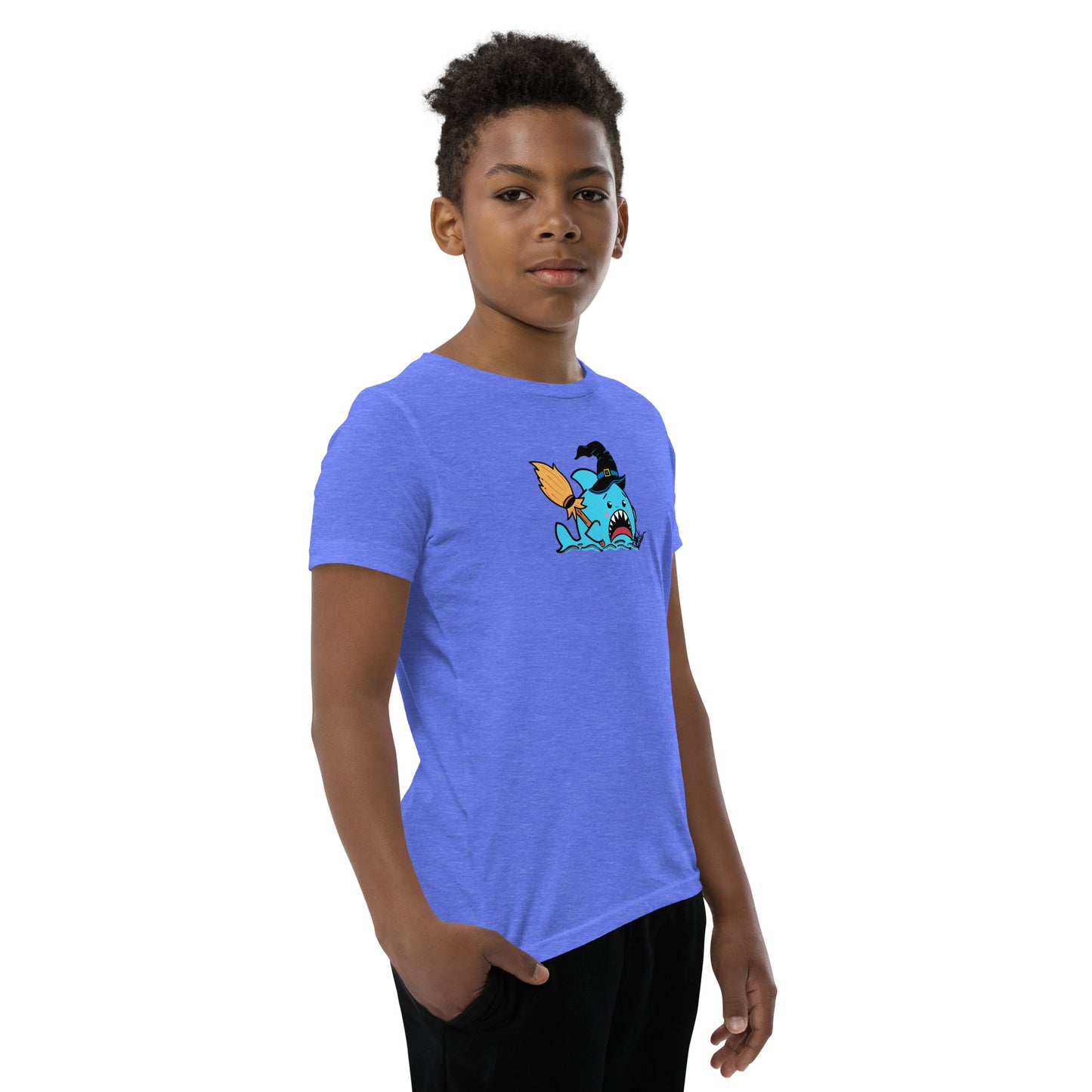 Halloween Sharks- Witch Shark Genderless Youth Short Sleeve T-Shirt