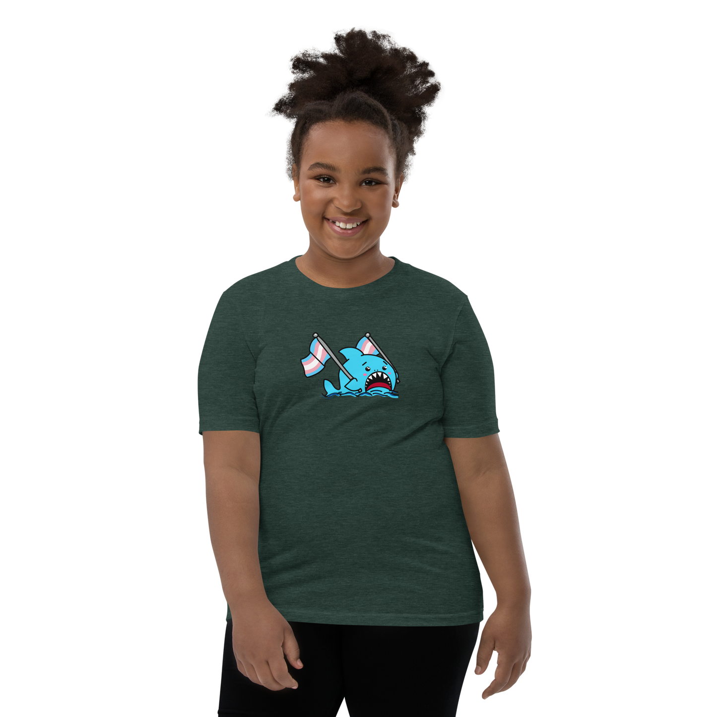 Anxious Shark Celebrates Pride! Trans Flag-Youth Short Sleeve T-Shirt