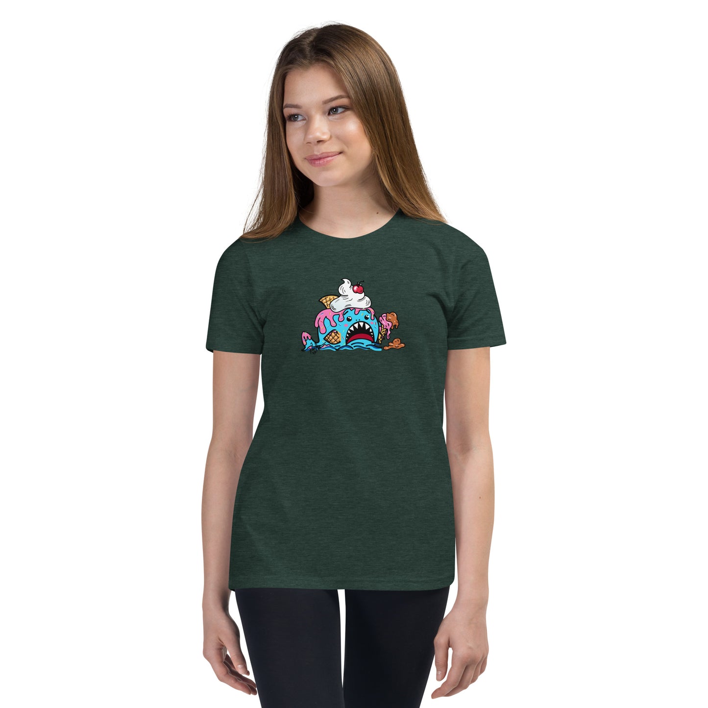 Halloween Sharks- Ice Cream Shark Genderless Youth Short Sleeve T-Shirt