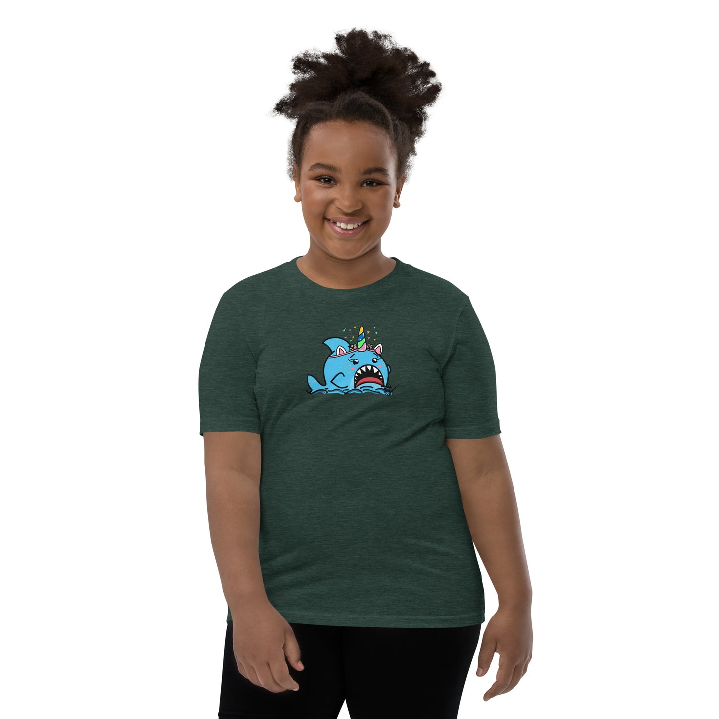 Halloween Sharks- Unicorn Shark Genderless Youth Short Sleeve T-Shirt