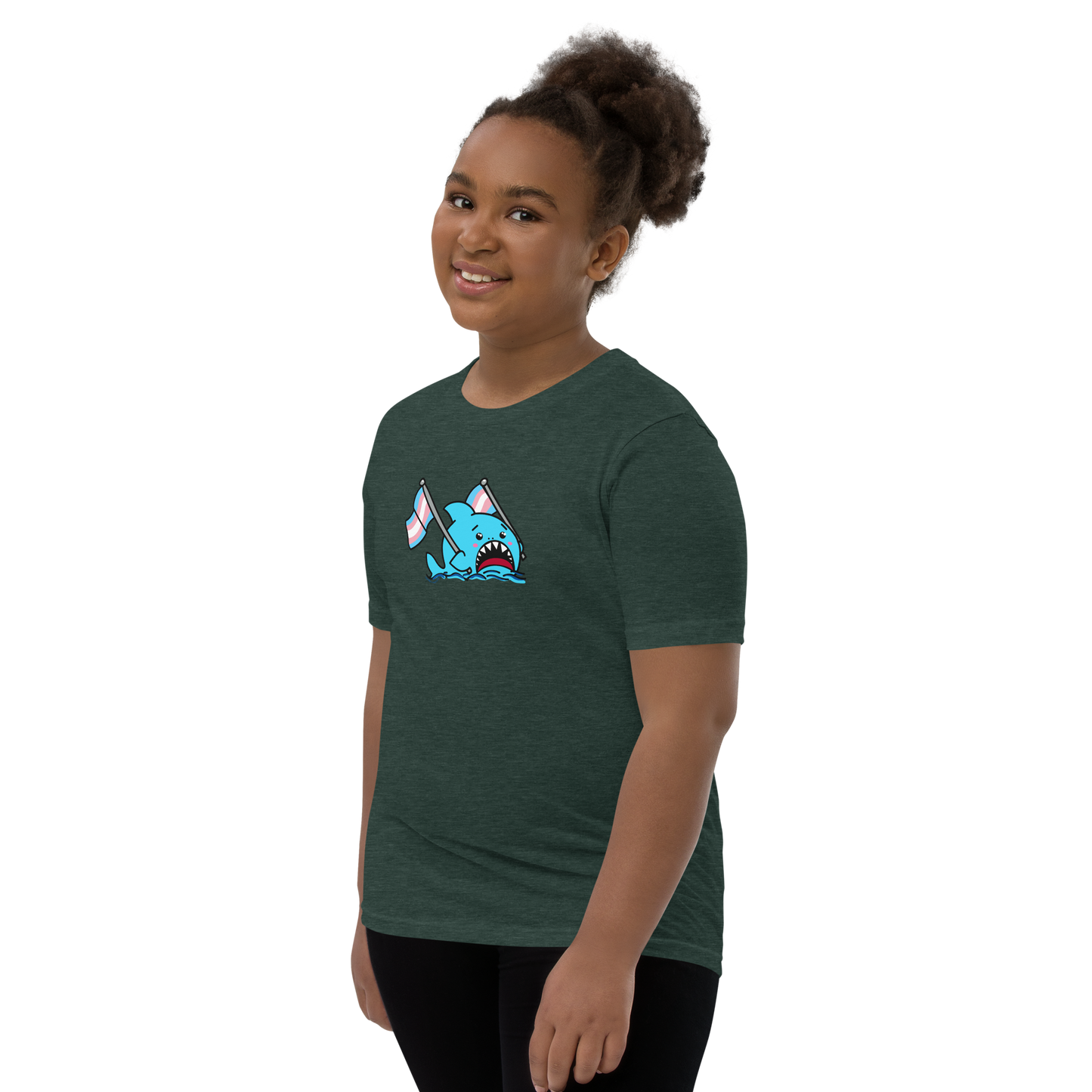Anxious Shark Celebrates Pride! Trans Flag-Youth Short Sleeve T-Shirt