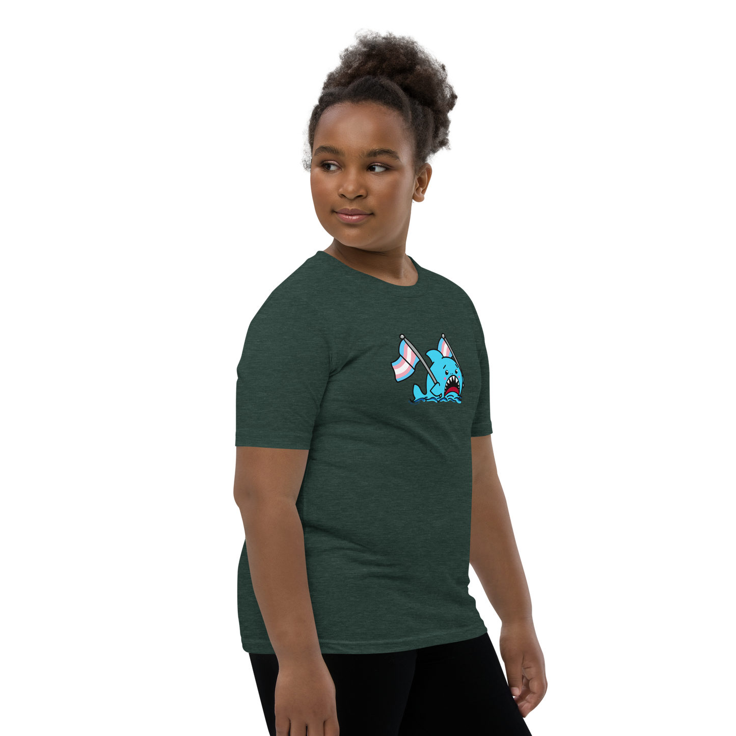 Anxious Shark Celebrates Pride! Trans Flag-Youth Short Sleeve T-Shirt