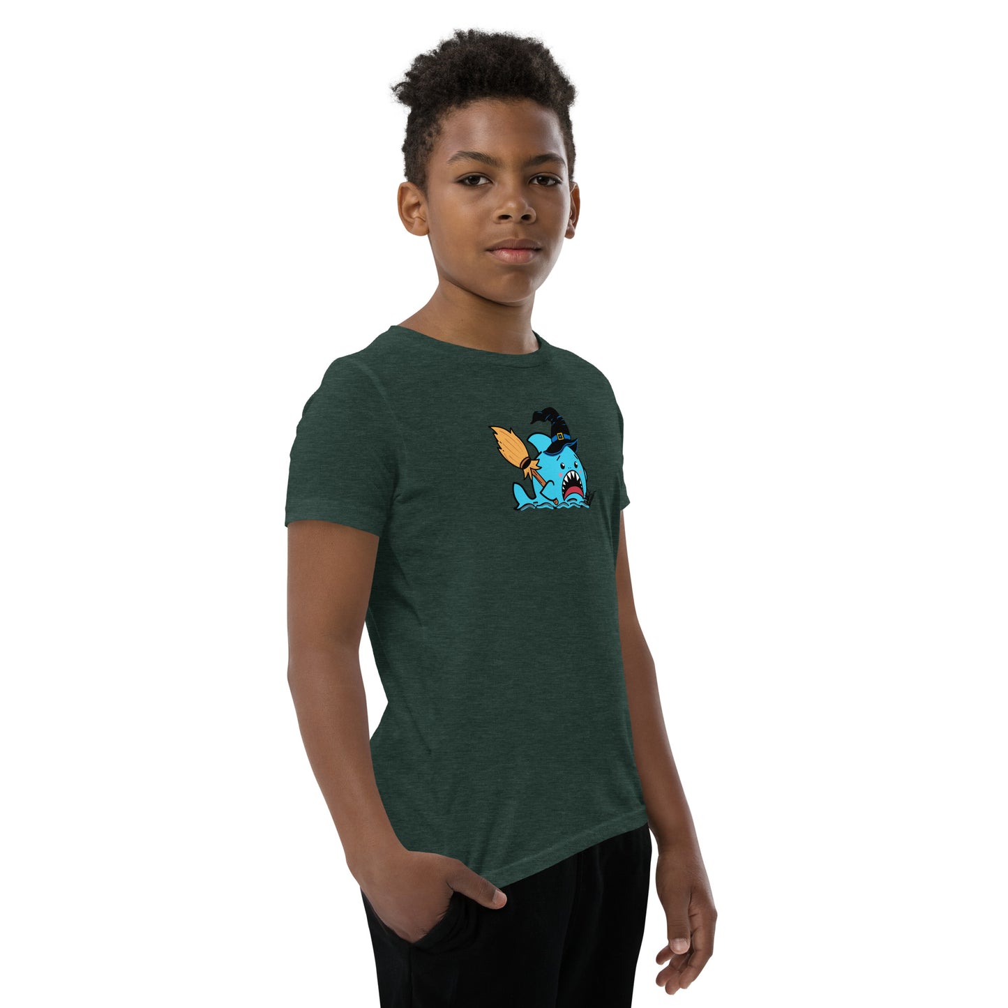 Halloween Sharks- Witch Shark Genderless Youth Short Sleeve T-Shirt