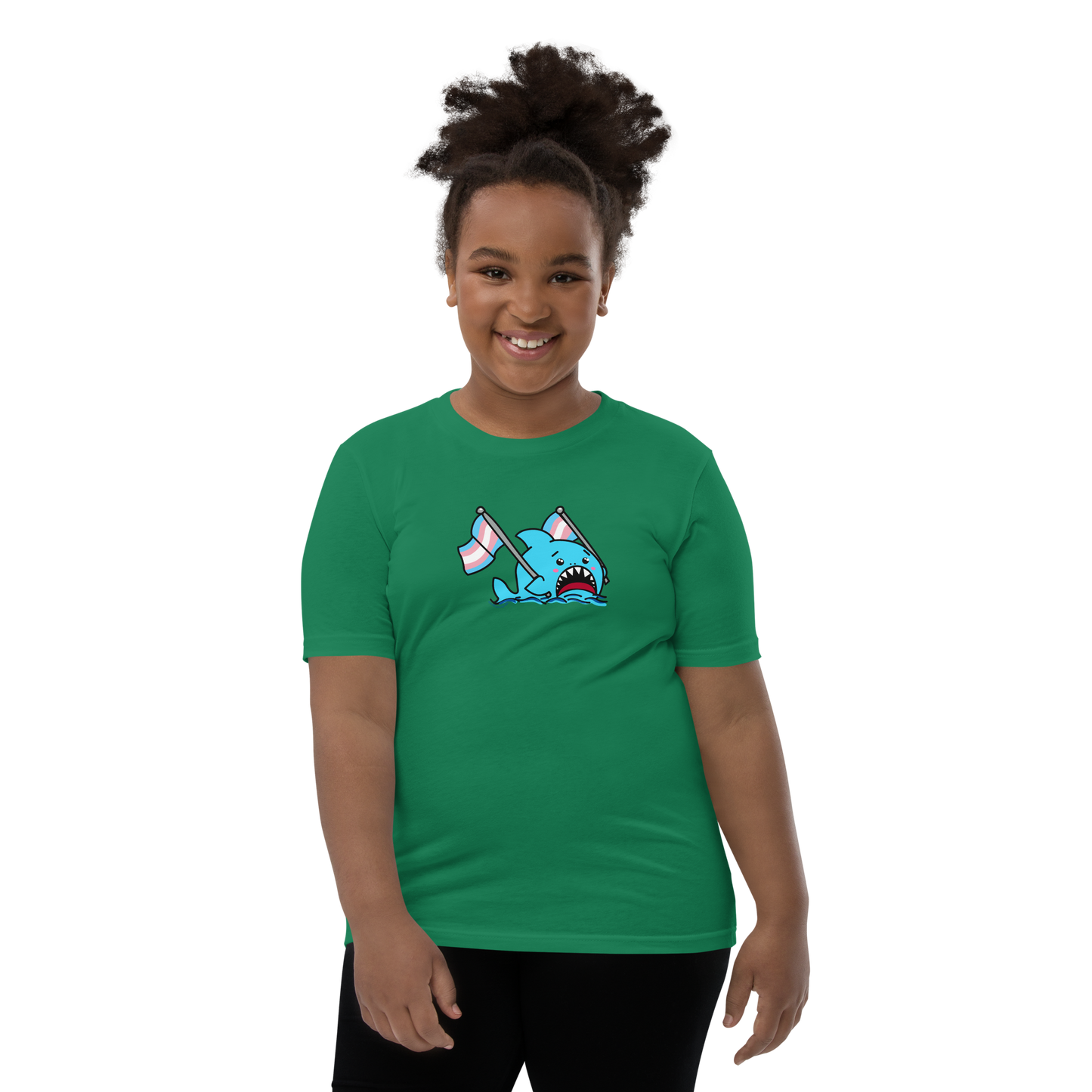 Anxious Shark Celebrates Pride! Trans Flag-Youth Short Sleeve T-Shirt