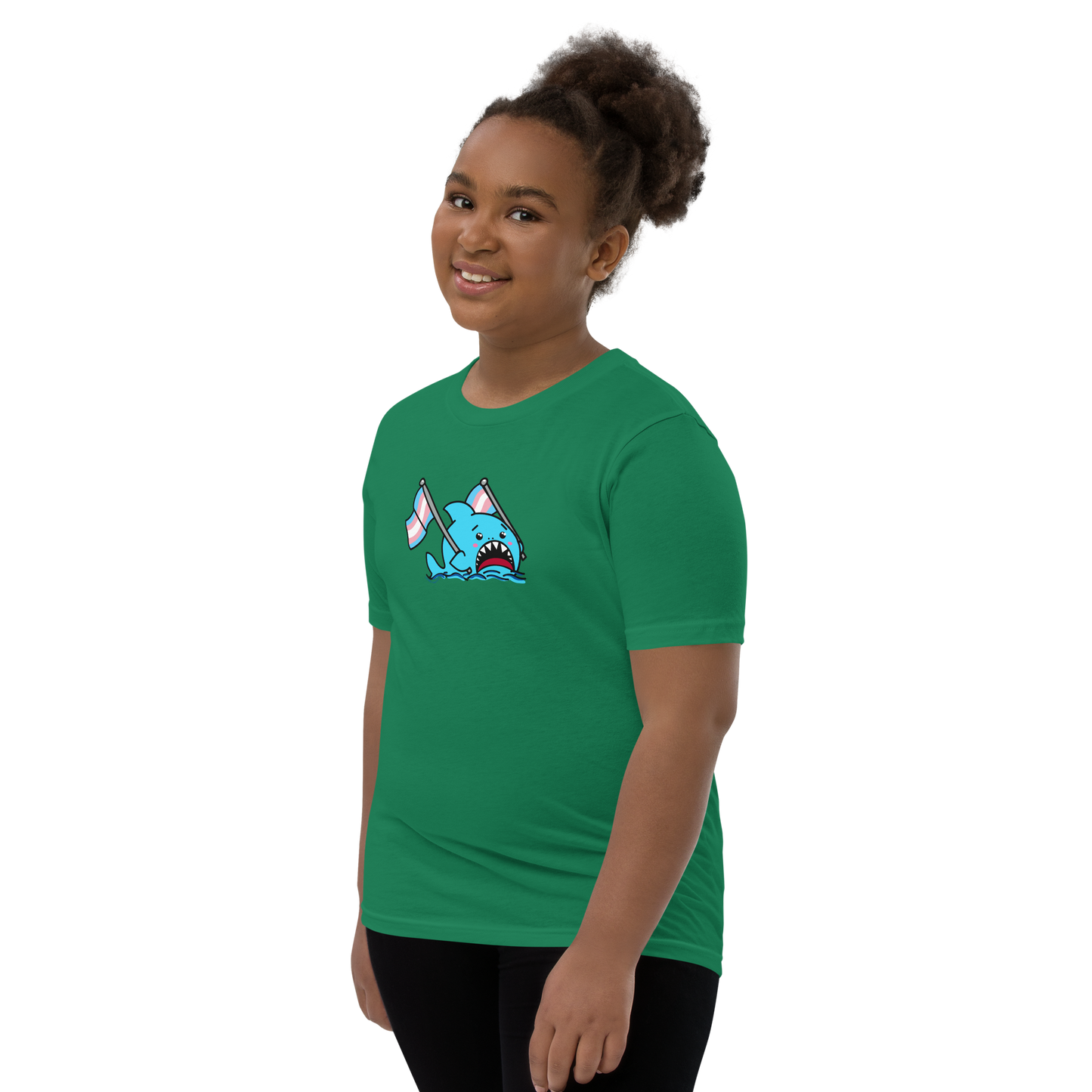 Anxious Shark Celebrates Pride! Trans Flag-Youth Short Sleeve T-Shirt