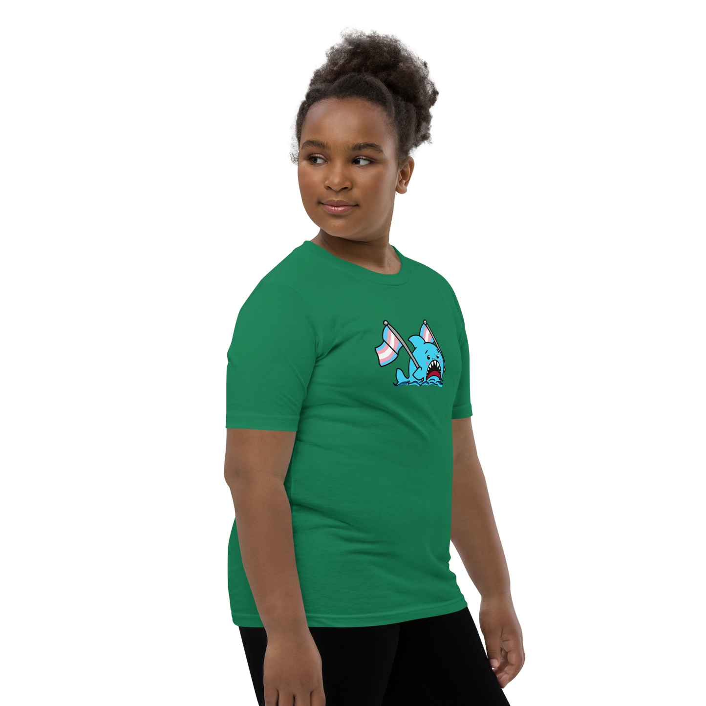 Anxious Shark Celebrates Pride! Trans Flag-Youth Short Sleeve T-Shirt