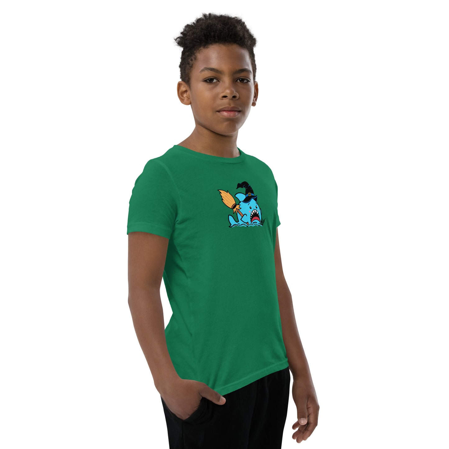 Halloween Sharks- Witch Shark Genderless Youth Short Sleeve T-Shirt