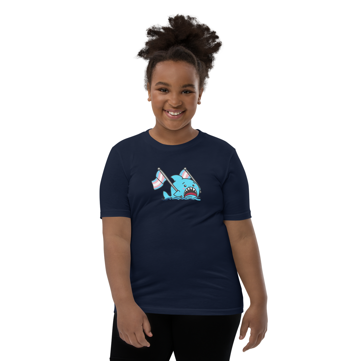 Anxious Shark Celebrates Pride! Trans Flag-Youth Short Sleeve T-Shirt