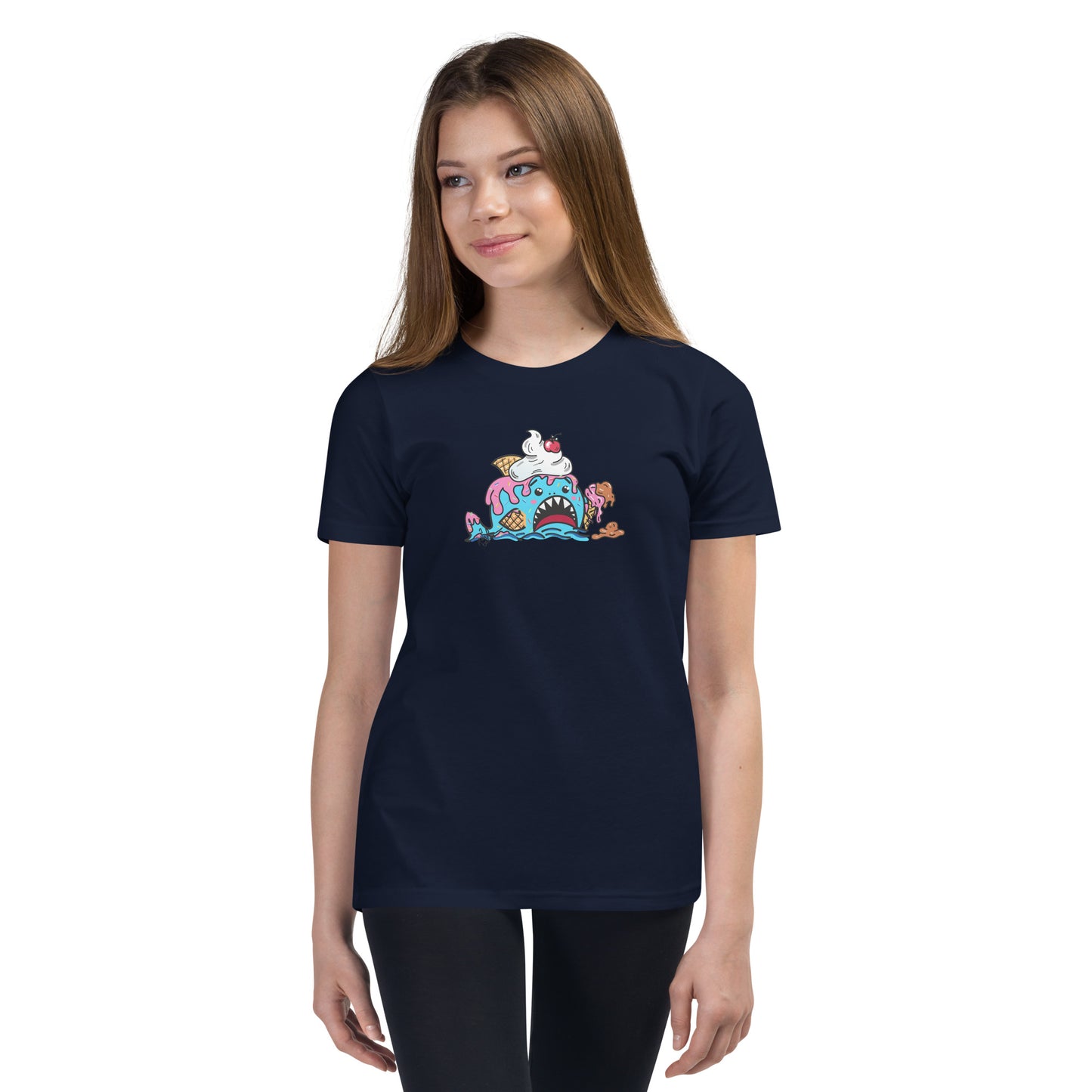 Halloween Sharks- Ice Cream Shark Genderless Youth Short Sleeve T-Shirt