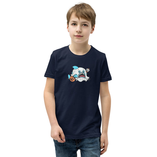 Halloween Sharks- Ghost Shark Genderless Youth Short Sleeve T-Shirt