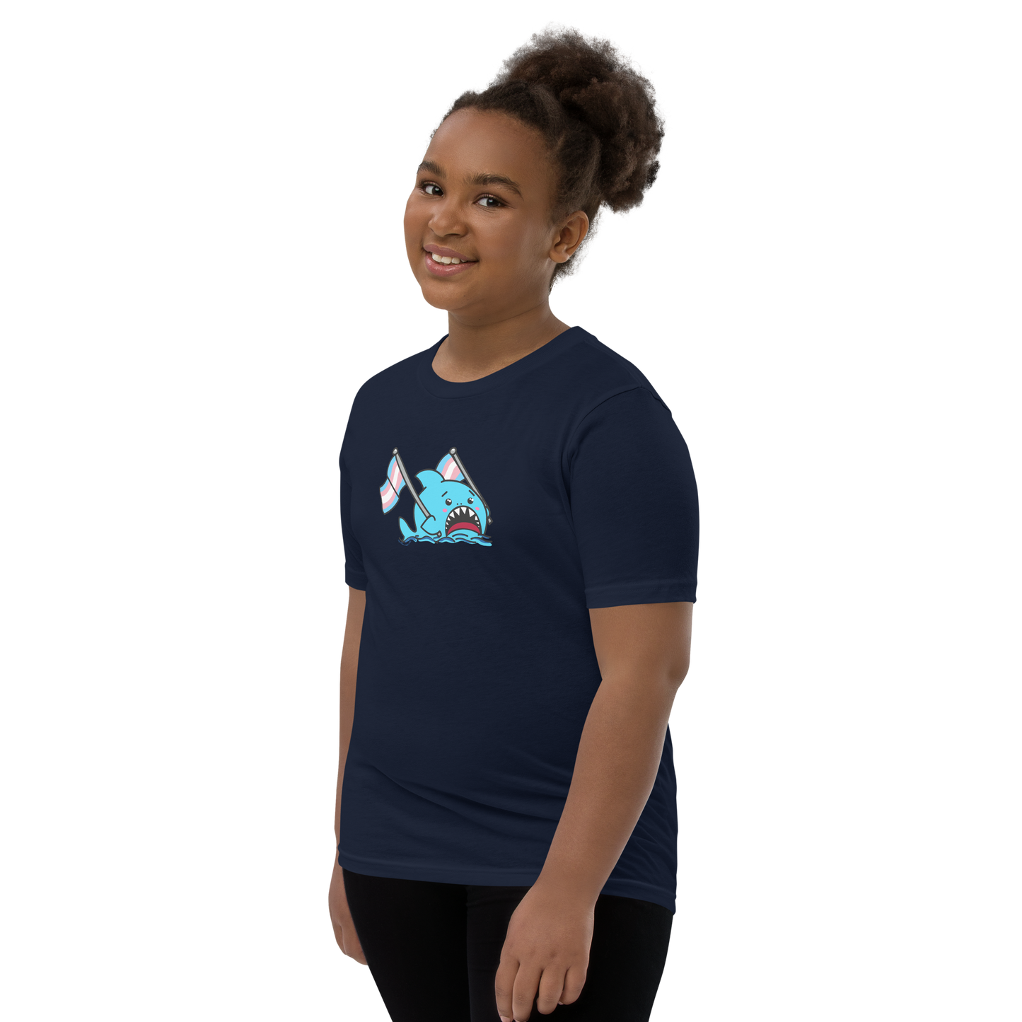 Anxious Shark Celebrates Pride! Trans Flag-Youth Short Sleeve T-Shirt