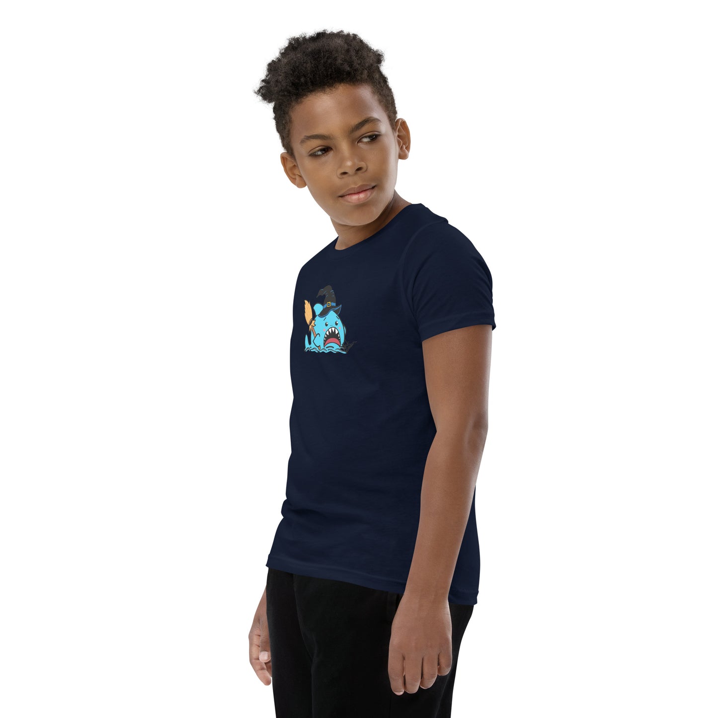 Halloween Sharks- Witch Shark Genderless Youth Short Sleeve T-Shirt