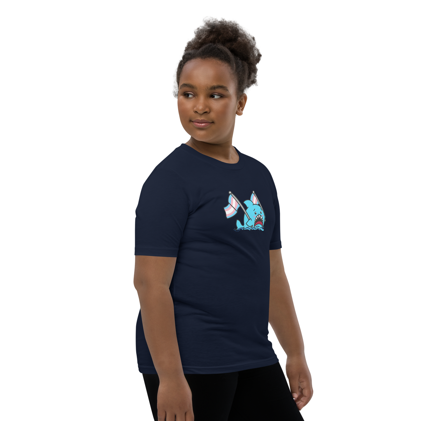 Anxious Shark Celebrates Pride! Trans Flag-Youth Short Sleeve T-Shirt