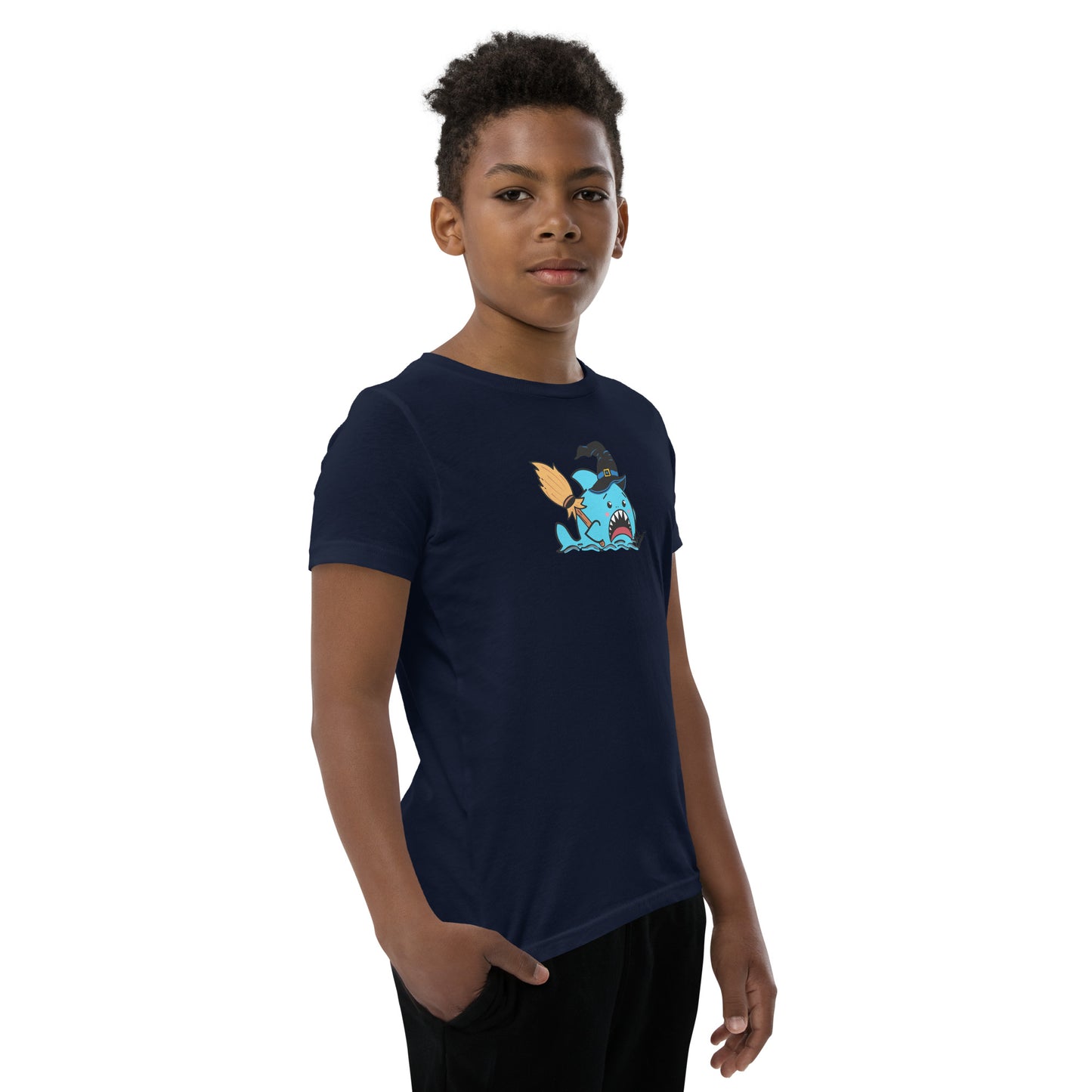 Halloween Sharks- Witch Shark Genderless Youth Short Sleeve T-Shirt