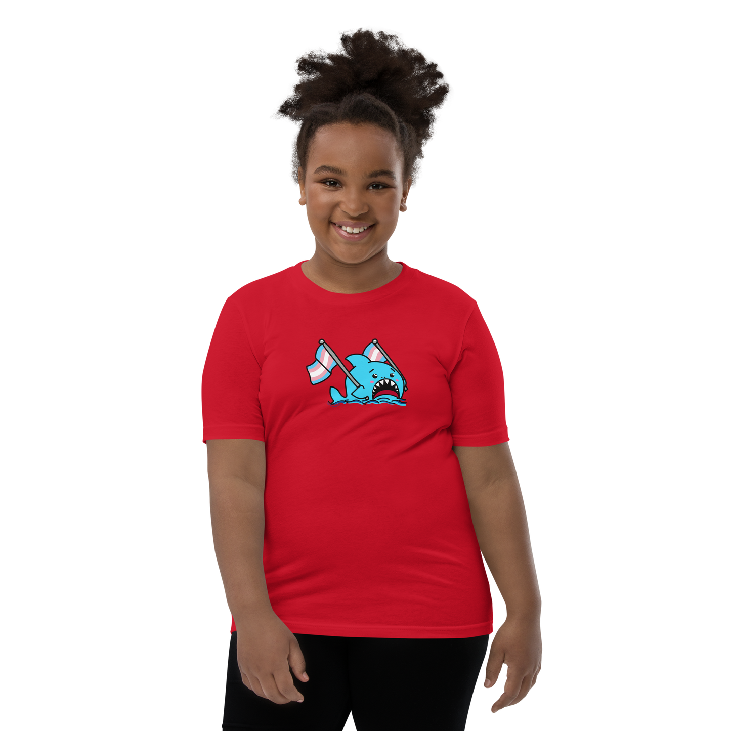 Anxious Shark Celebrates Pride! Trans Flag-Youth Short Sleeve T-Shirt