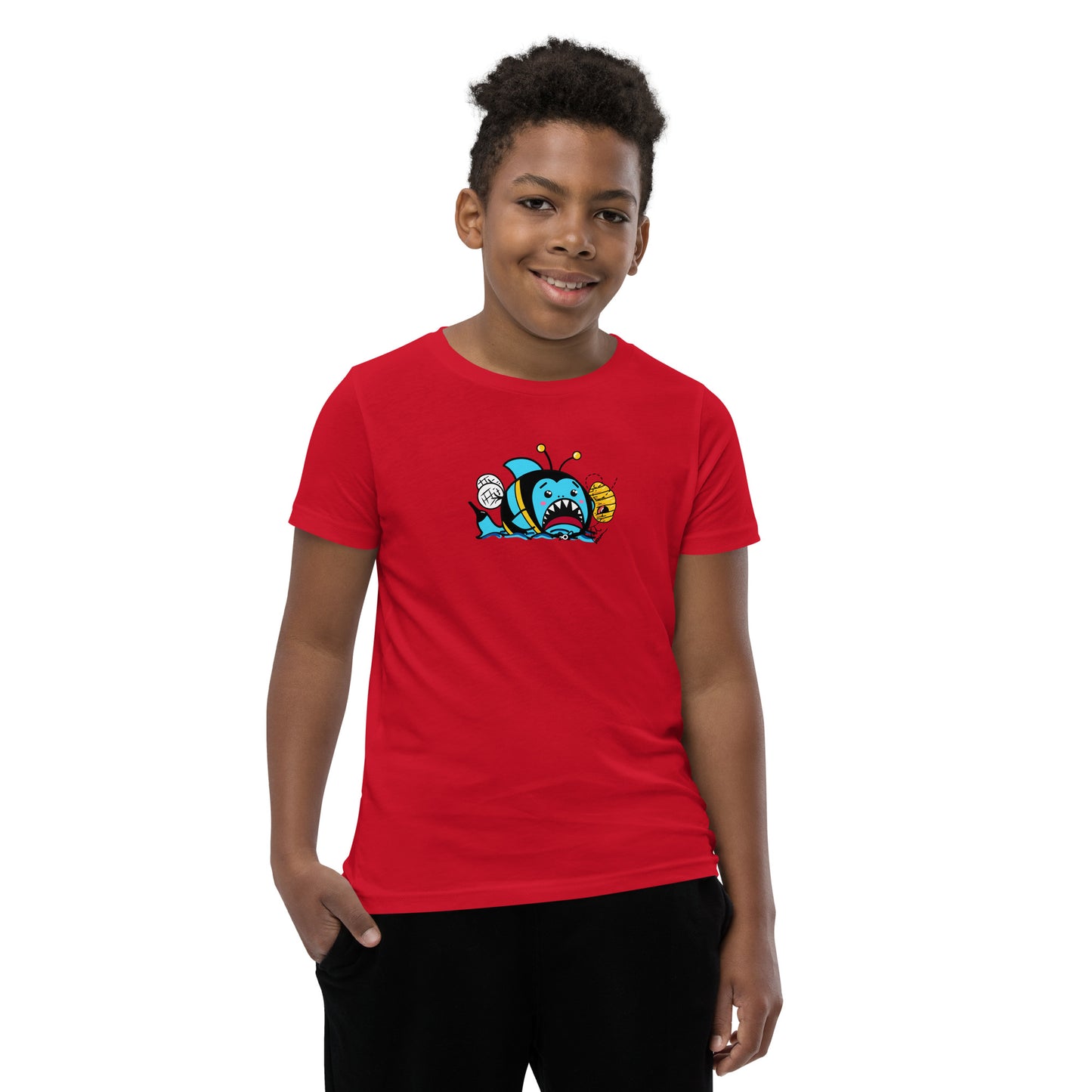 Halloween Sharks- Bee Shark Genderless Youth Short Sleeve T-Shirt