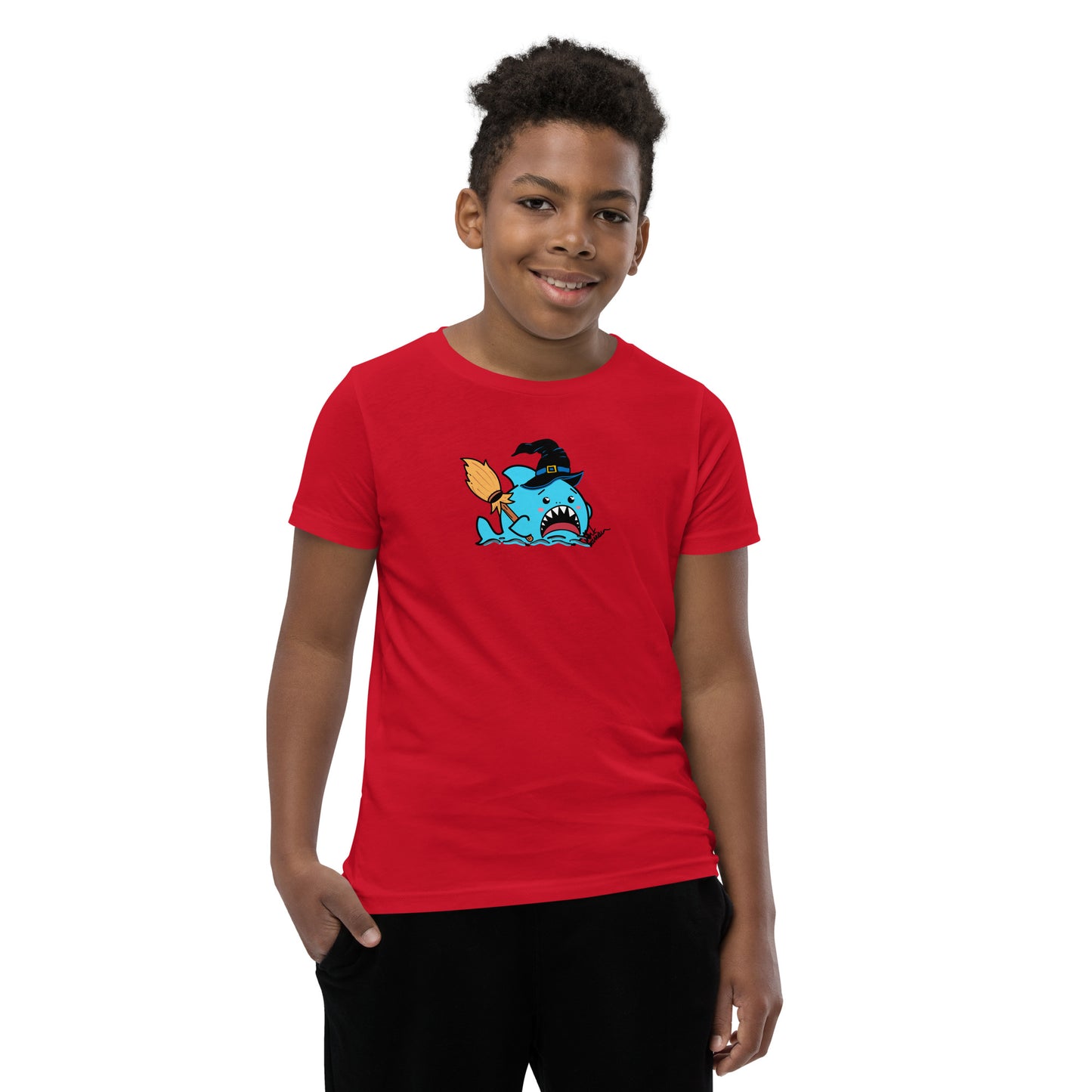 Halloween Sharks- Witch Shark Genderless Youth Short Sleeve T-Shirt