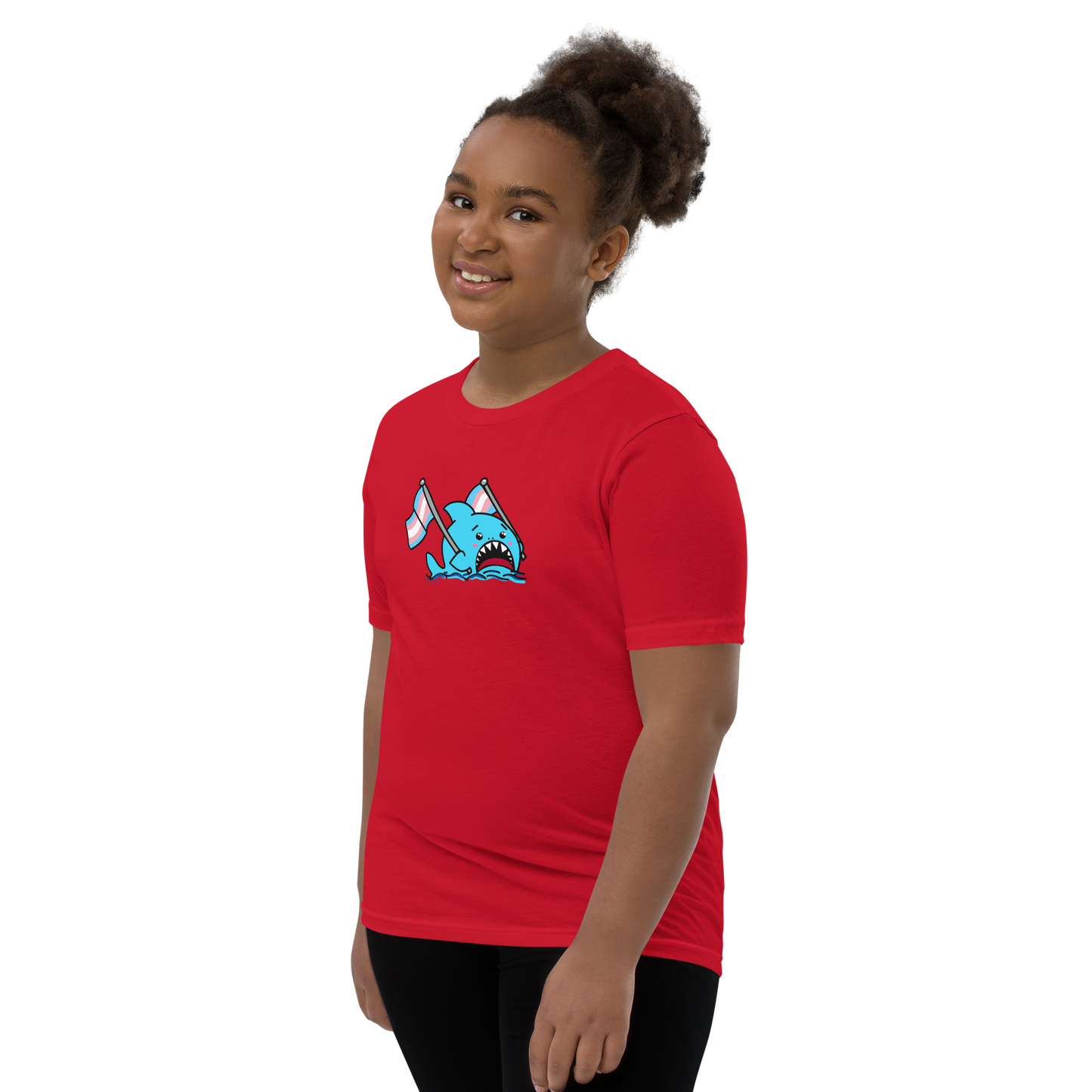 Anxious Shark Celebrates Pride! Trans Flag-Youth Short Sleeve T-Shirt