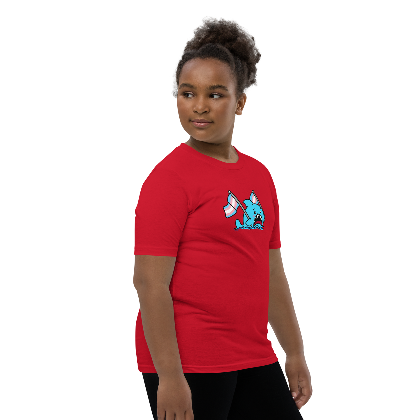 Anxious Shark Celebrates Pride! Trans Flag-Youth Short Sleeve T-Shirt