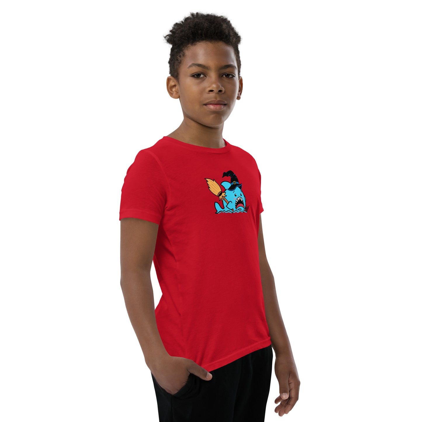 Halloween Sharks- Witch Shark Genderless Youth Short Sleeve T-Shirt