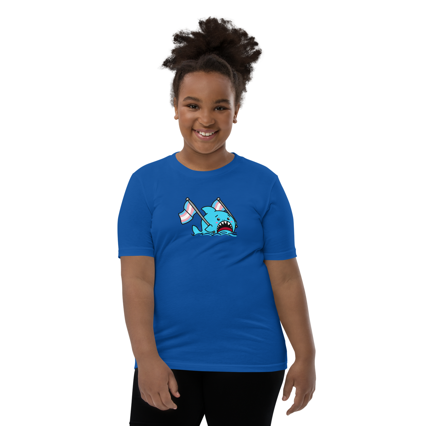 Anxious Shark Celebrates Pride! Trans Flag-Youth Short Sleeve T-Shirt