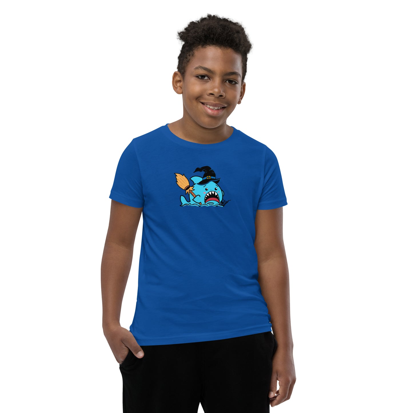 Halloween Sharks- Witch Shark Genderless Youth Short Sleeve T-Shirt
