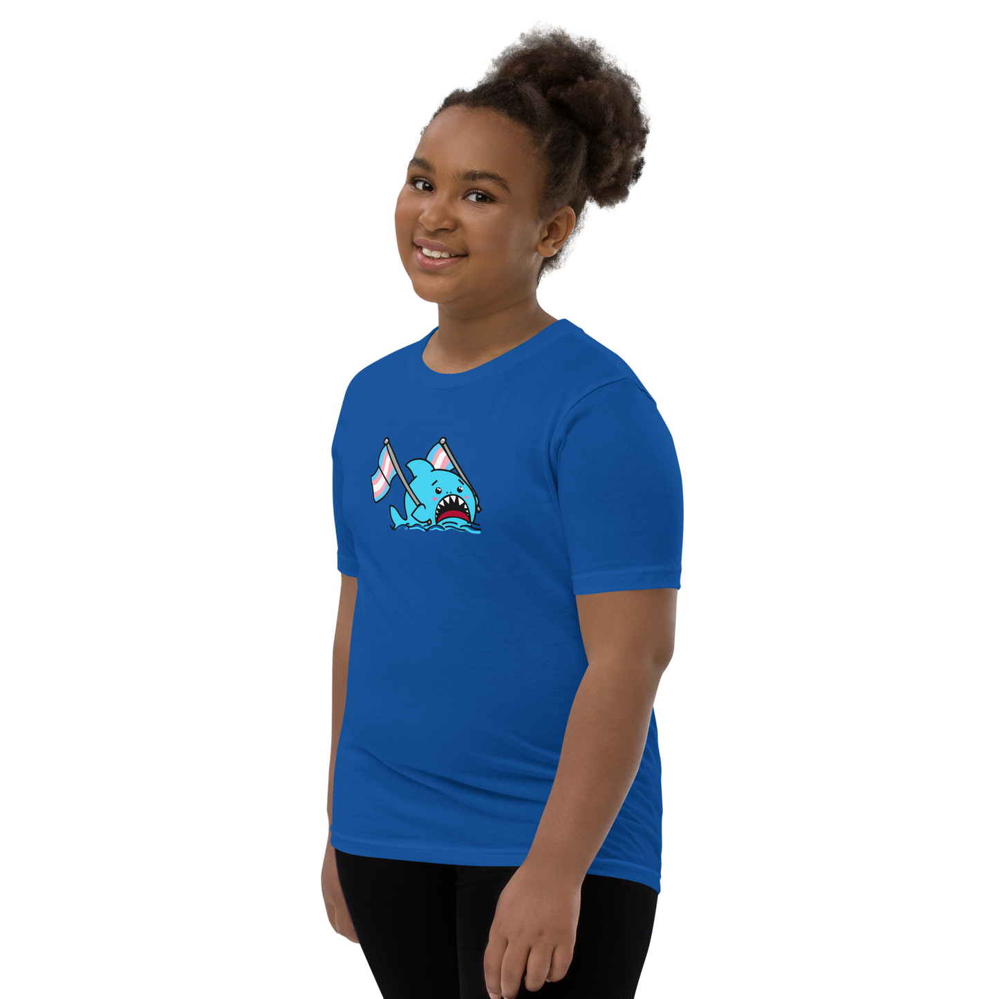 Anxious Shark Celebrates Pride! Trans Flag-Youth Short Sleeve T-Shirt