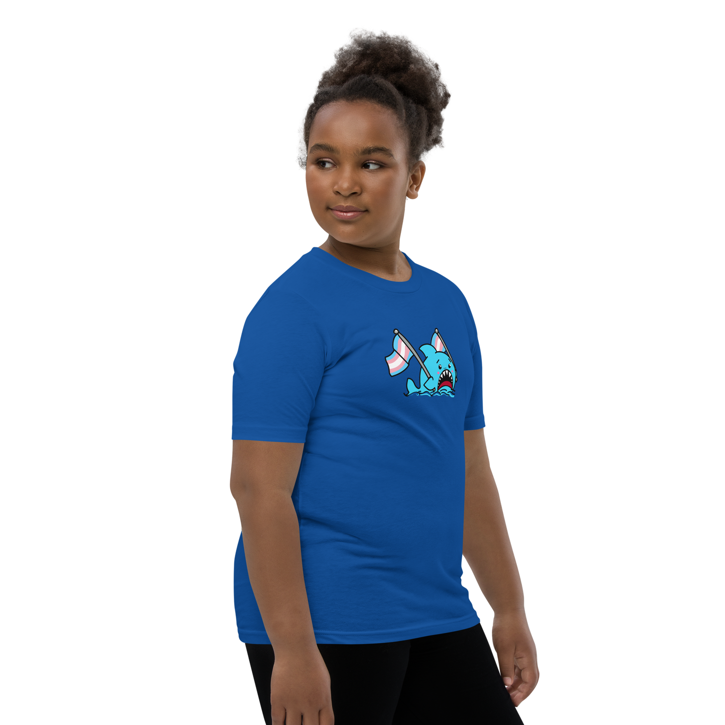 Anxious Shark Celebrates Pride! Trans Flag-Youth Short Sleeve T-Shirt