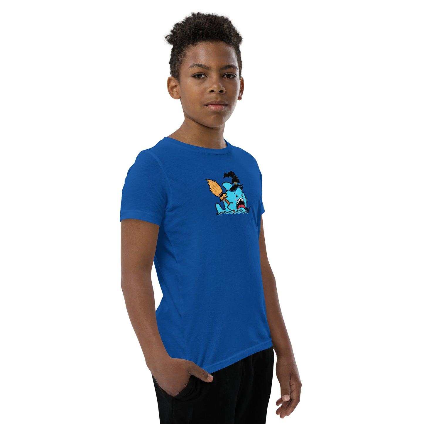 Halloween Sharks- Witch Shark Genderless Youth Short Sleeve T-Shirt