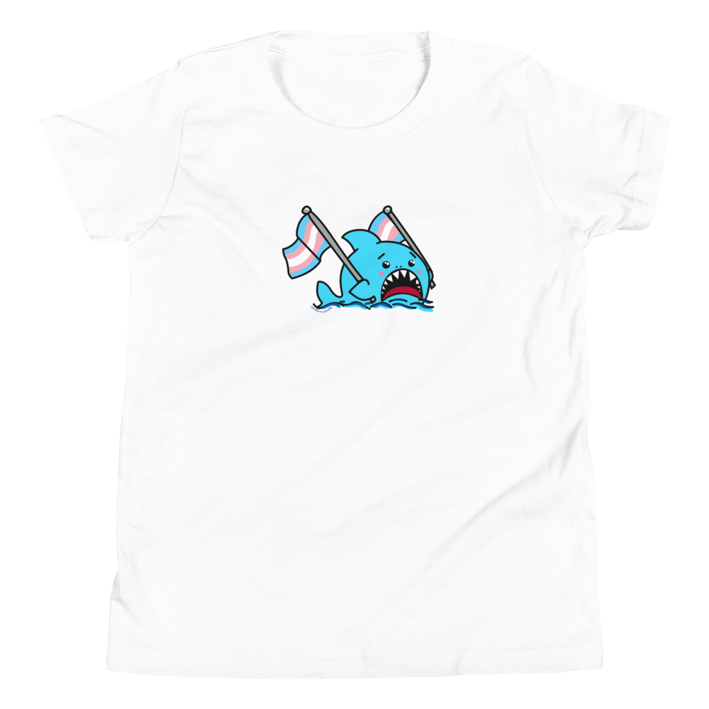 Anxious Shark Celebrates Pride! Trans Flag-Youth Short Sleeve T-Shirt
