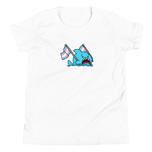 Anxious Shark Celebrates Pride! Trans Flag-Youth Short Sleeve T-Shirt