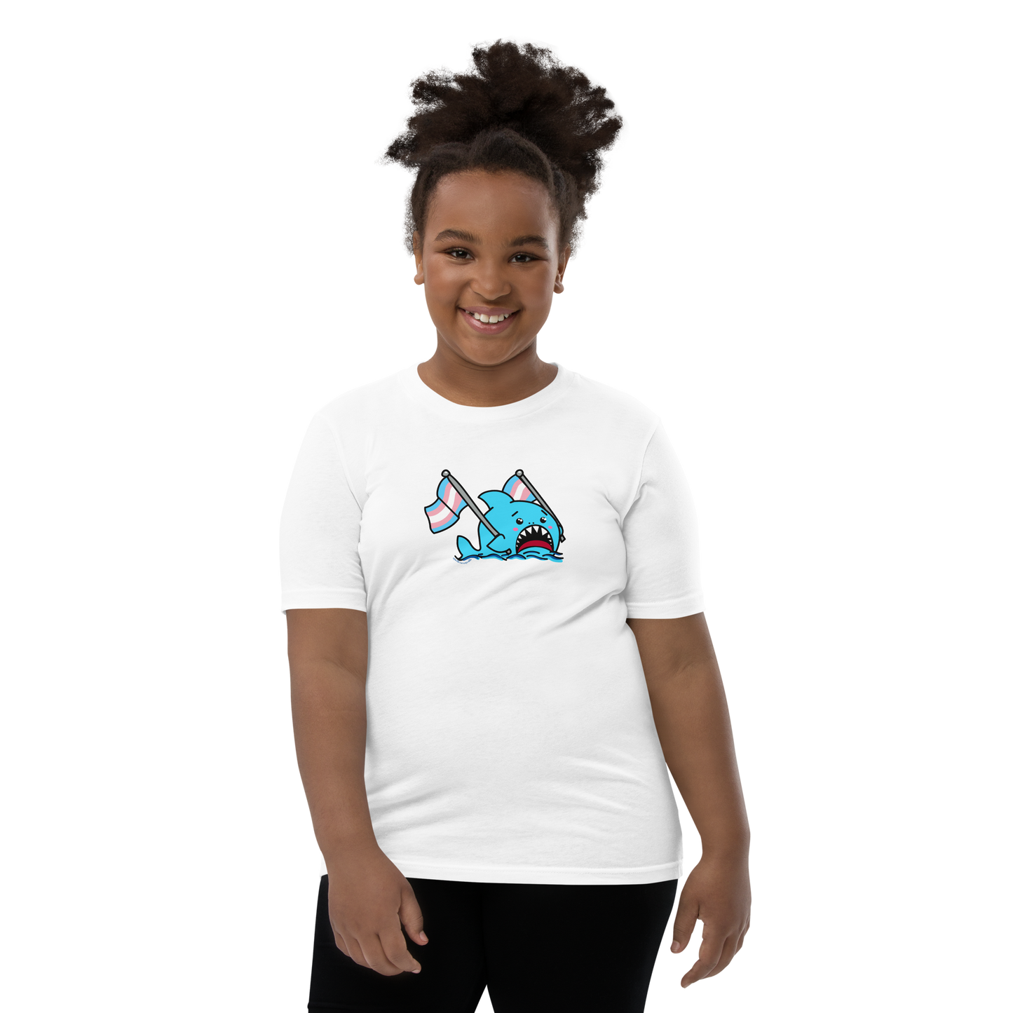 Anxious Shark Celebrates Pride! Trans Flag-Youth Short Sleeve T-Shirt