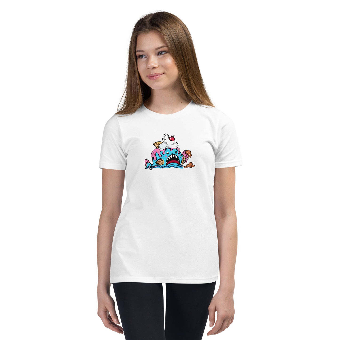 Halloween Sharks- Ice Cream Shark Genderless Youth Short Sleeve T-Shirt