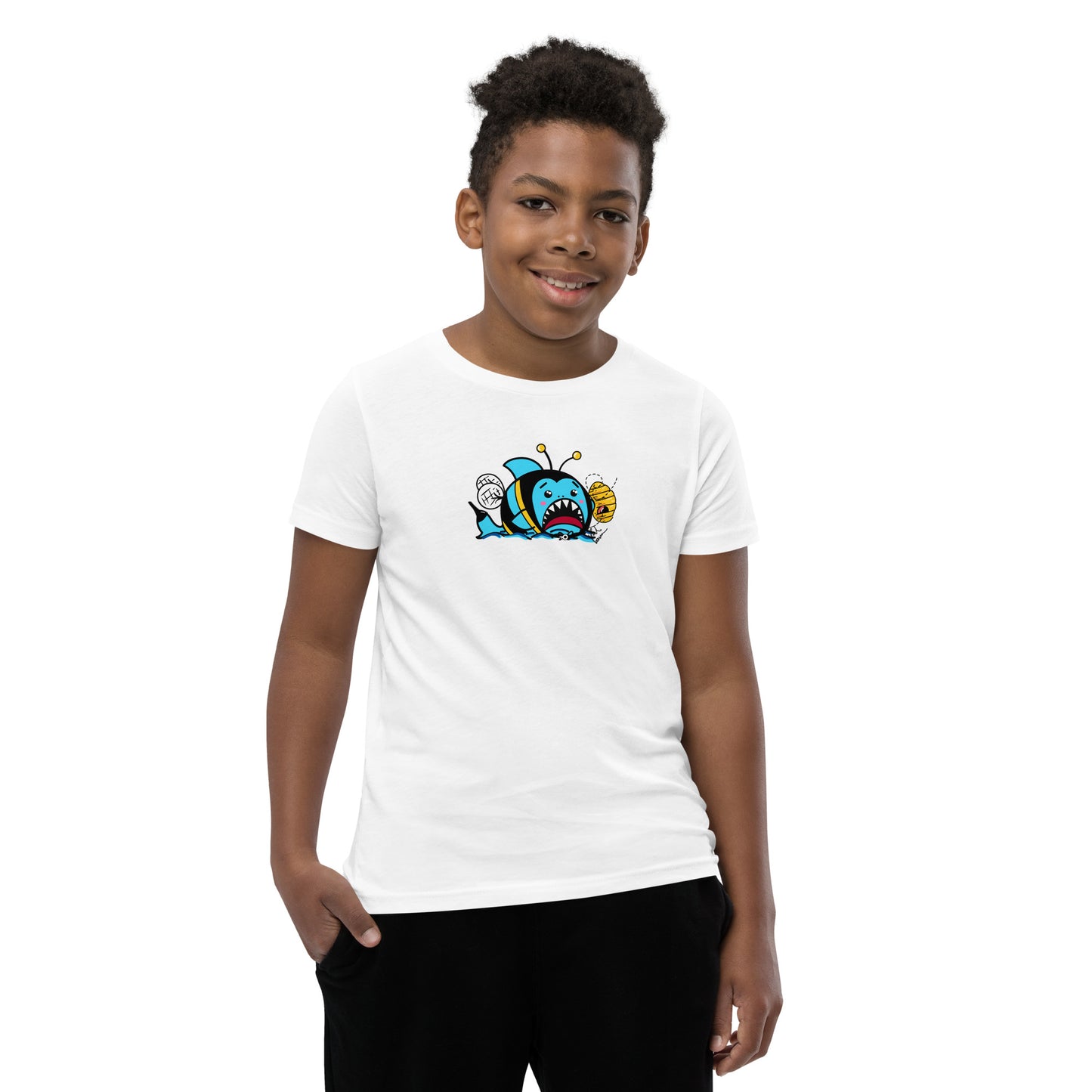 Halloween Sharks- Bee Shark Genderless Youth Short Sleeve T-Shirt