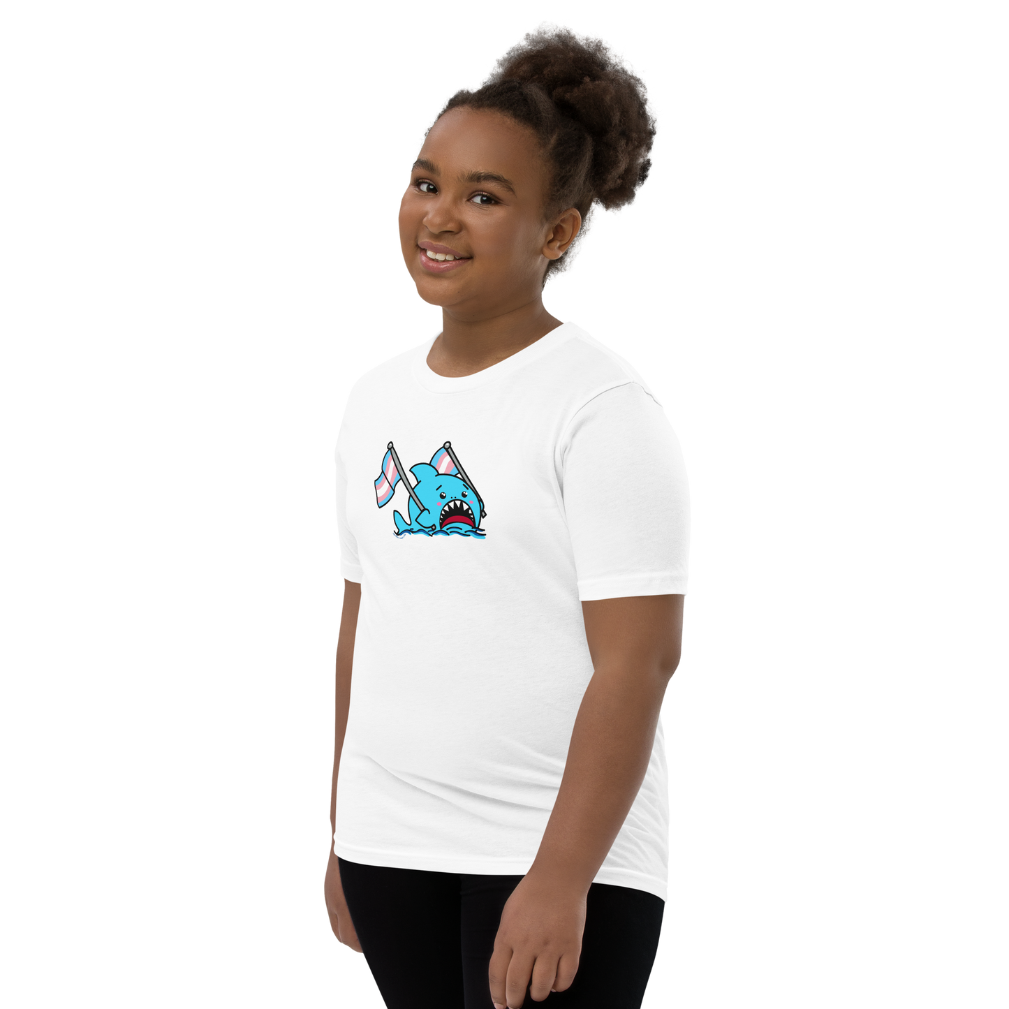 Anxious Shark Celebrates Pride! Trans Flag-Youth Short Sleeve T-Shirt