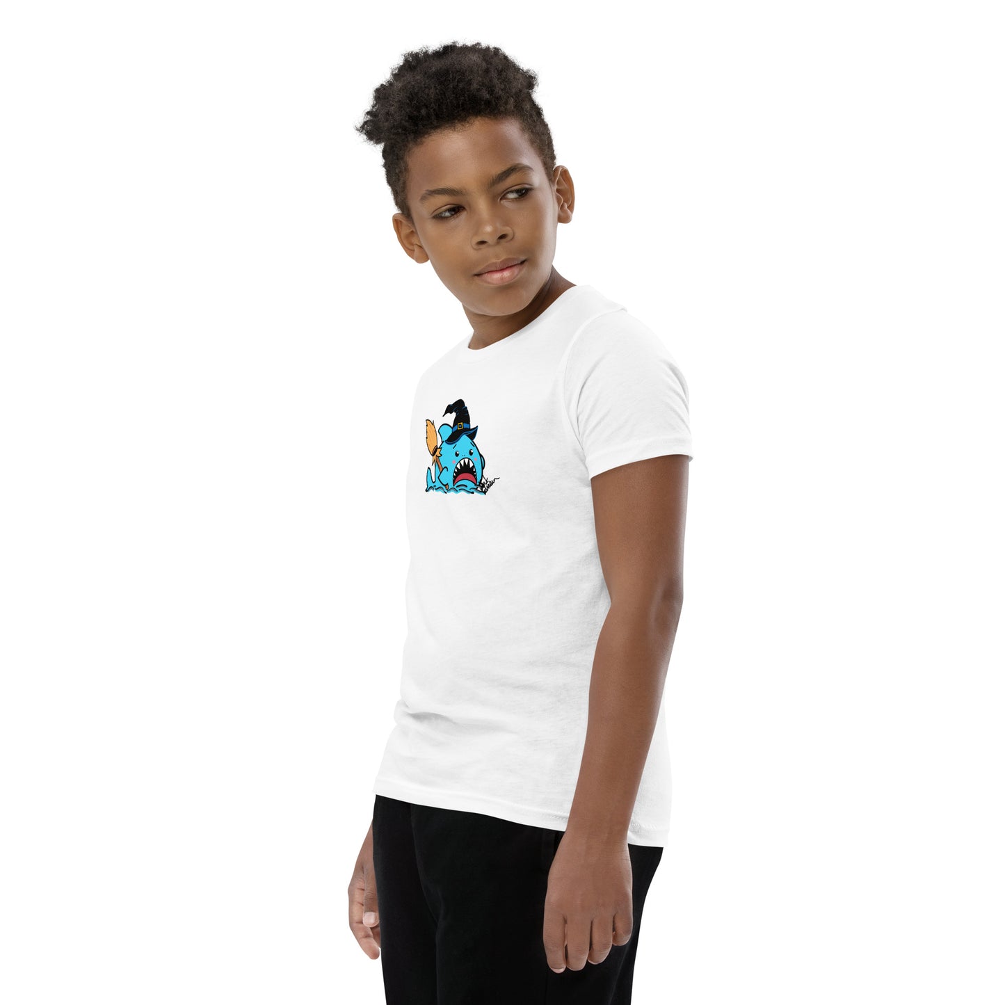 Halloween Sharks- Witch Shark Genderless Youth Short Sleeve T-Shirt