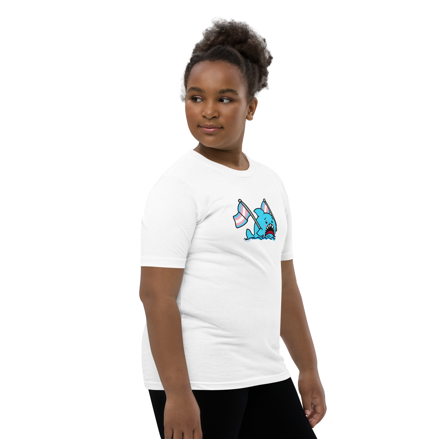 Anxious Shark Celebrates Pride! Trans Flag-Youth Short Sleeve T-Shirt