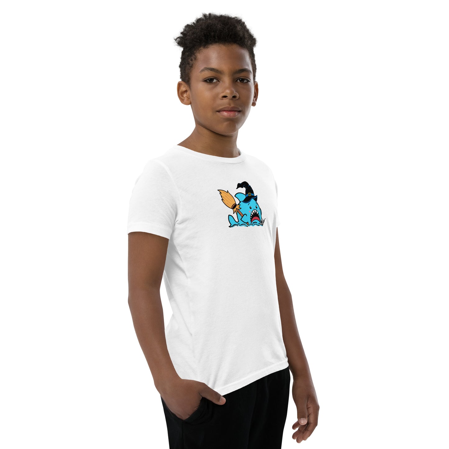 Halloween Sharks- Witch Shark Genderless Youth Short Sleeve T-Shirt